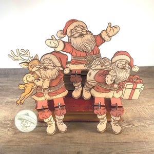 Three Happy Santas Ready To Spread Christmas Joy Laser Cut File - Ready for the Holidays! DIY 3mm wood