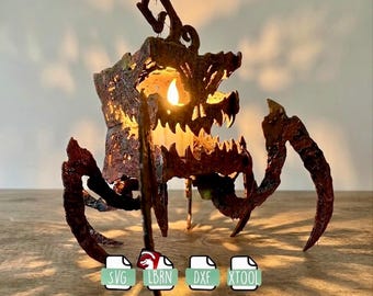 Pumpkin Monster Lantern Laser Cut File Halloween 3mm Plywood