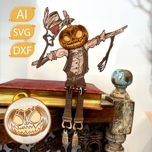 Facile da montare Halloween Pumpkin Man - File di taglio laser fai-da-te per la tua casa stregata, file laser di Halloween Xtool d1 pro lightburn