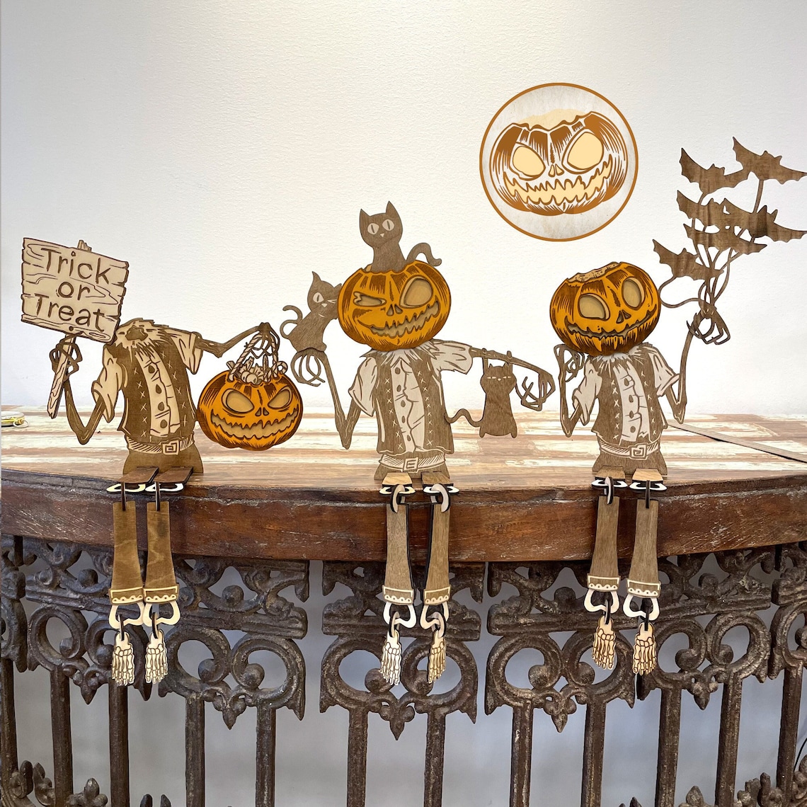 Spooky Halloween Pumpkin Man Laser Cut File. Plywood 3mm Lightburn xTool D1 Pro. Laser cut file Engrave svg image 1