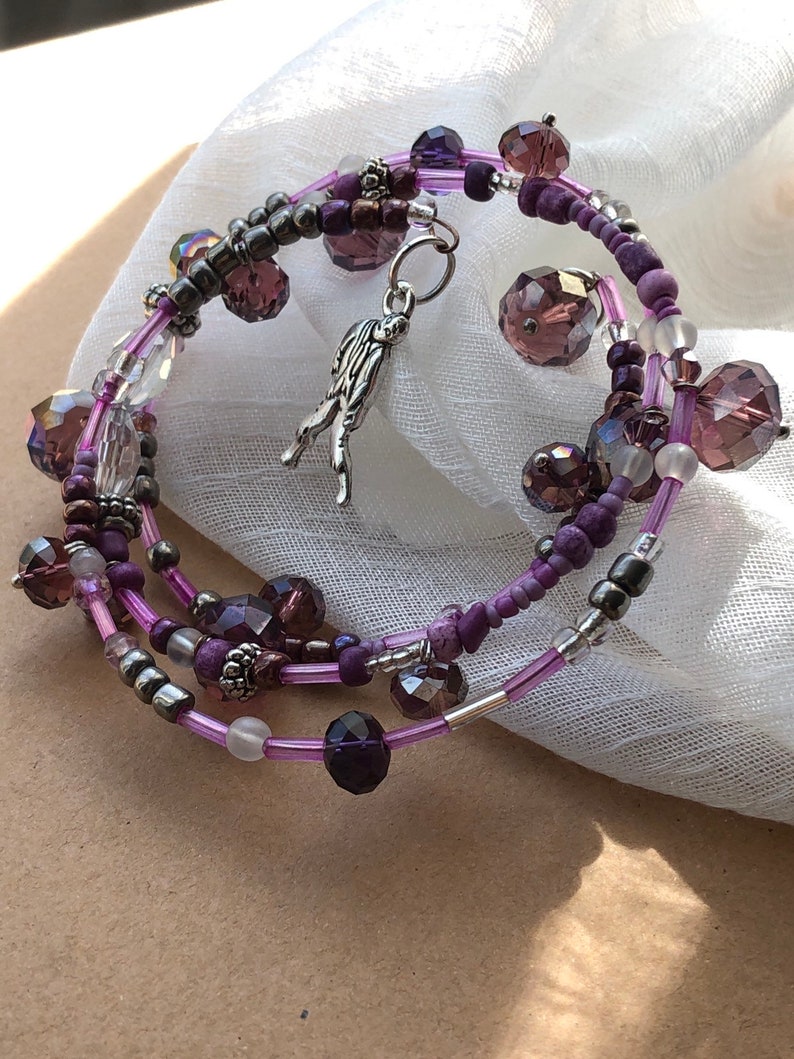 Purple Glass Beaded Zombie Charm Bracelet image 7