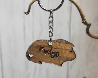 Guinea Pig Wood Personalised Keyring