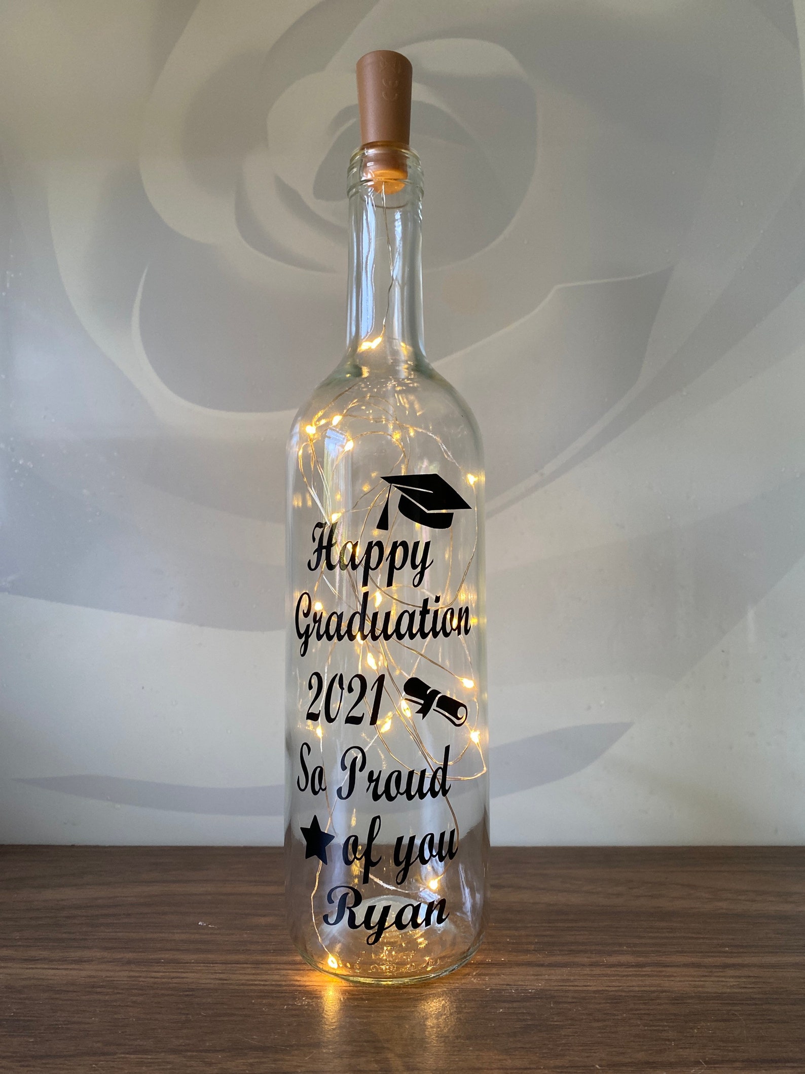 Graduation light up wine bottle gift Graduation gift for him Etsy