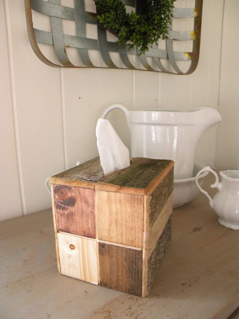 Primitive Rustic Reclaimed Barn Wood Tissue Kleenex Box Holder Etsy