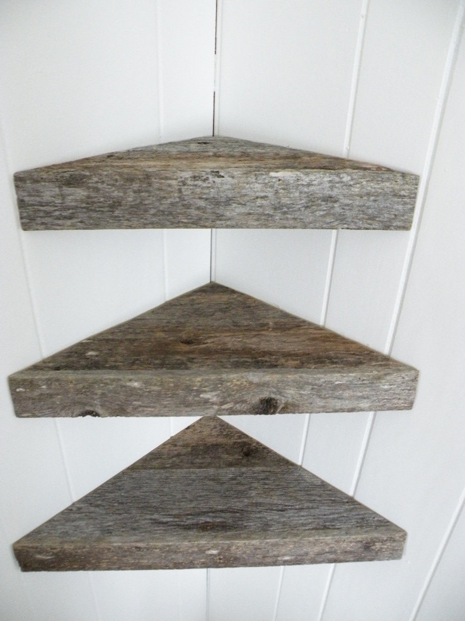 Set of 3 New and Reclaimed Barn Wood Floating Corner Shelf Etsy