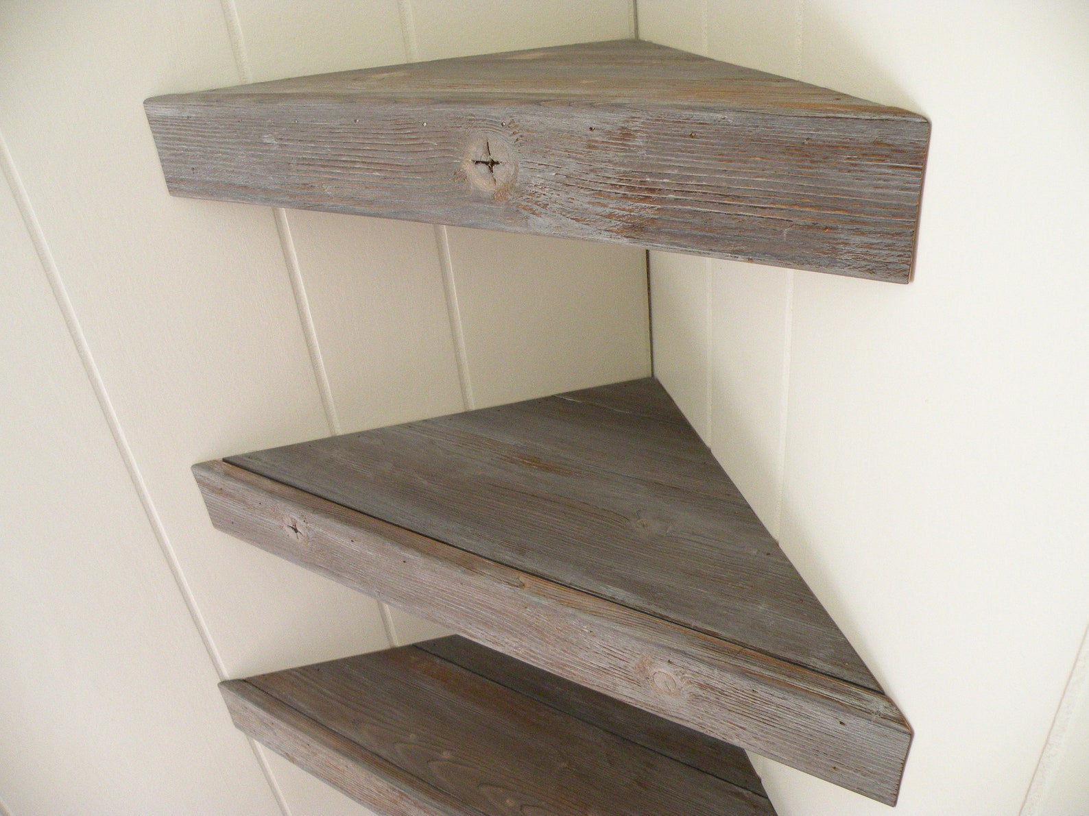 Set of 3 New and Reclaimed Barn Wood Floating Corner Shelf Etsy