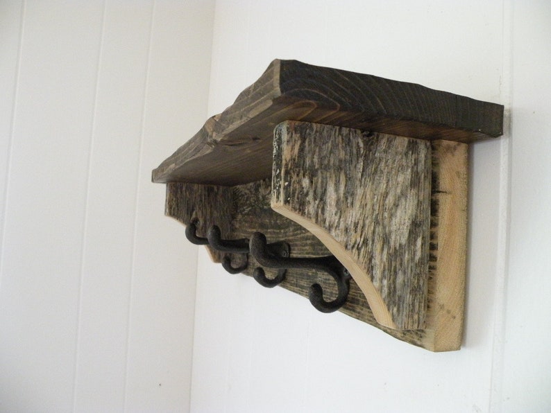 Reclaimed Barn Wood Wall Shelf Entryway Coat Rack Rustic Chic Etsy