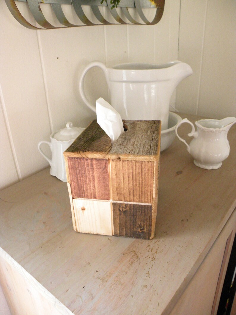 Primitive Rustic Reclaimed Barn Wood Tissue Kleenex Box Holder Etsy