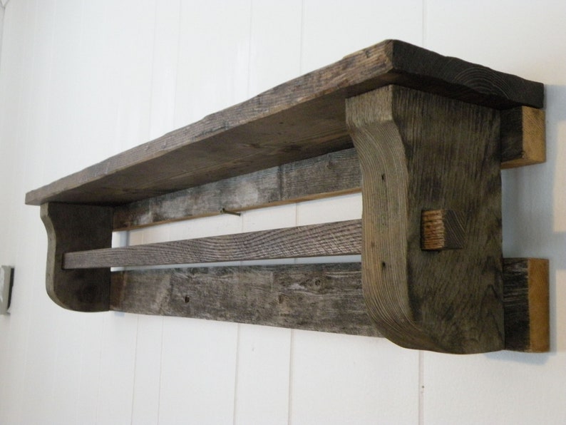 Reclaimed Barn Wood Shelf Shelf Quilt Towel Rack Rustic Chic Etsy