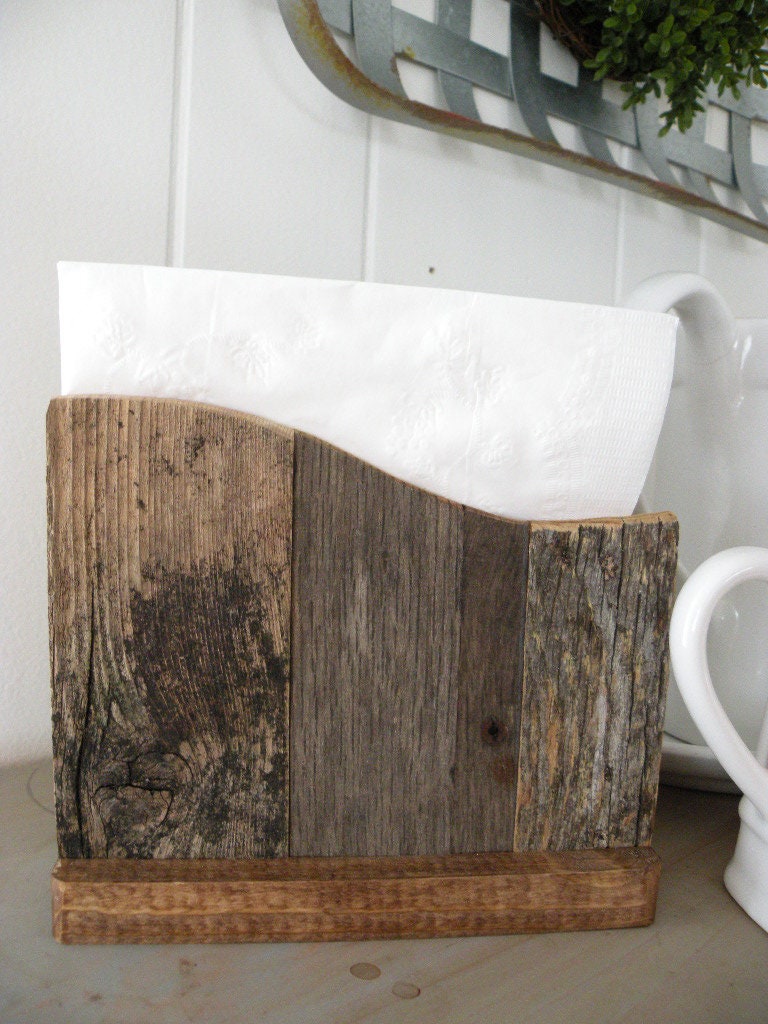 Primitive Rustic Reclaimed Barn Wood Napkin Holder Country - Etsy