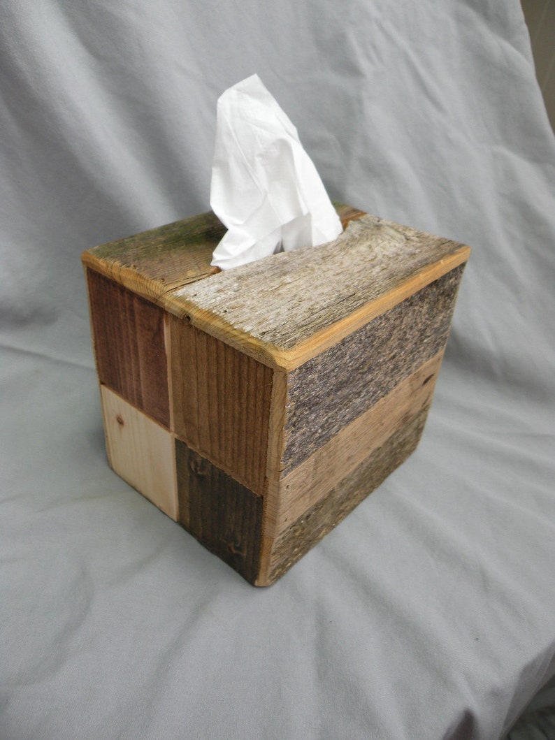 Primitive Rustic Reclaimed Barn Wood Tissue Kleenex Box Holder Etsy