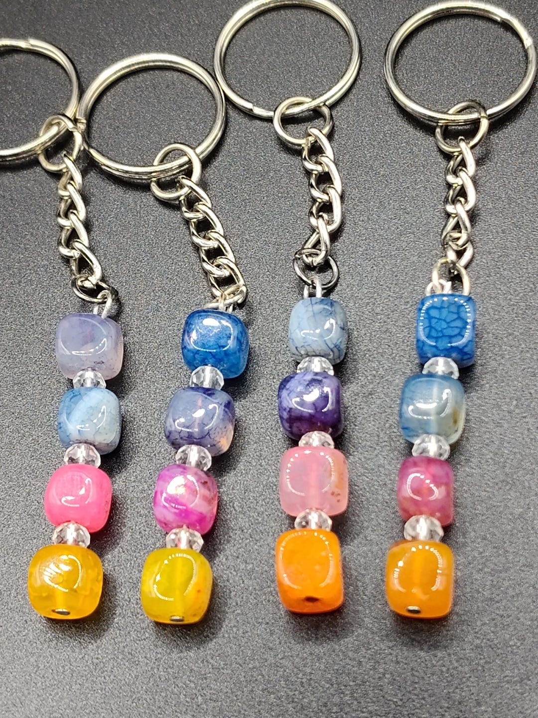 Agate Cube Bead Keychain - Etsy
