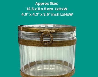 Cut Glass Oval Box with Gilded Rim, French Empire Style