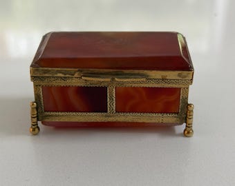 Agate Trinket Box with Brass Mounts