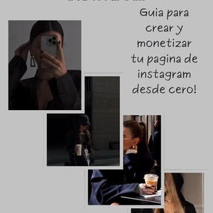 Może przedstawiać: Obraz promocyjny z tekstem w języku hiszpańskim, "APRENDE A CREAR PAGINAS TEMATICAS EN INSTAGRAM" i "Guia para crear y monetizar tu pagina de instagram desde cero!" Dołączono kilka zdjęć osób. Obecna jest również nazwa użytkownika Instagram @alestilodigital.