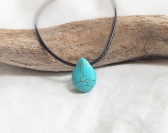 MUNDAKA handmade minimalist boho turquoise necklace - natural unique gift - fashion jewelry for women men - minimalist choker -beach fashion