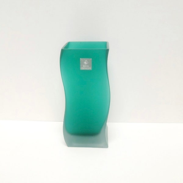 Royal Doulton Art Glass Vase/Green/Frosted Glass Vase/Green Vase/Home Decor/Decorative Vase/Curvy/Wavy/Original Sticker/Art Glass/Vase