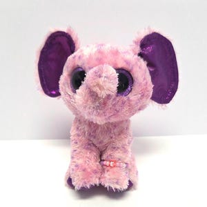 Ty Beanie Boo Peluche Eva éléphant/rose et violet éléphant/peluche/éléphant Peluche/éléphant/objet de collection/éléphant Eva/paillettes/6"