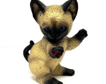 Figurine Chat Royal Präsente - Céramique Peinte Main - Marron Gris Rayé