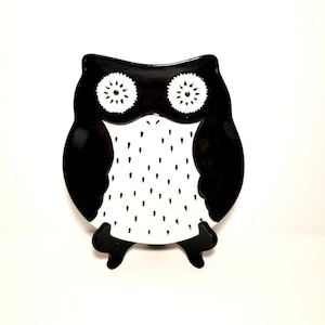 Vintage Owl Plate Kate Williams Design/Black/White/Owl Plate/Black & White Owl Plate/Serving Plate/Owl Decor/Kitchenware