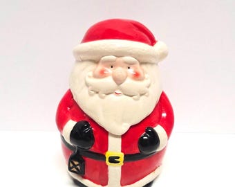 Vintage Santa Cookie Jar Canister/Christmas Cookie Jar/Christmas Canister/Santa Jar/Santa Canister/Holiday Decoration/Christmas Cookie Jar