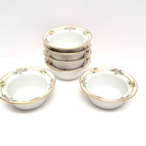 Antique MZ Austria Porcelain Dessert Dishes Antique MZ Austria Custard Cups/Porcelain/Moritz Zdekauer/Floral With Gold Trim/Set of 6