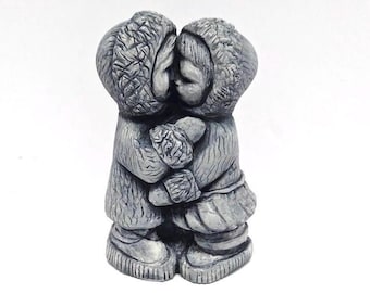 Vintage Glacial Ice Age Sculpture Eskimo Couple Figurine/Alaska Volcanic Ash Clay/Crafted By Hand/Vintage Sculpture/Collectible/4”