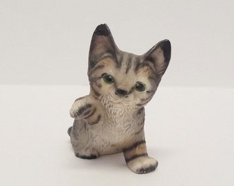 Vintage Royal Präsente Handbemalt Chat Chaton Figurine Marron Gris Noir Rayé