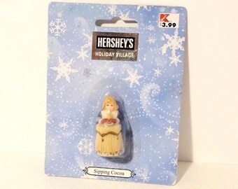 Vintage Hershey’s Holiday Village Sipping Cocoa Collectible Display Piece 2001 Kmart Original Packaging