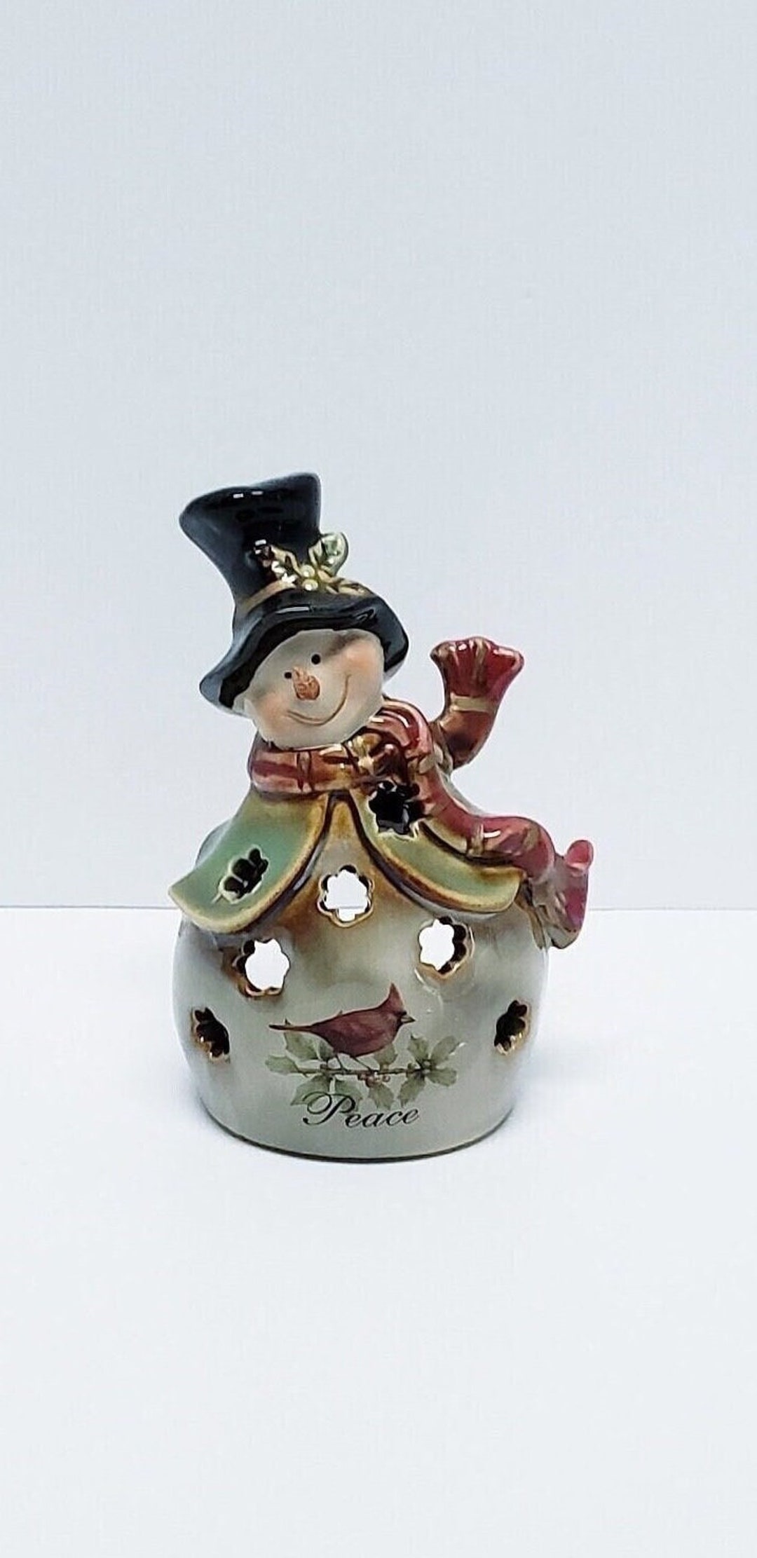 Snowman Peace Christmas Candle Holder/kirklands/tealight Etsy
