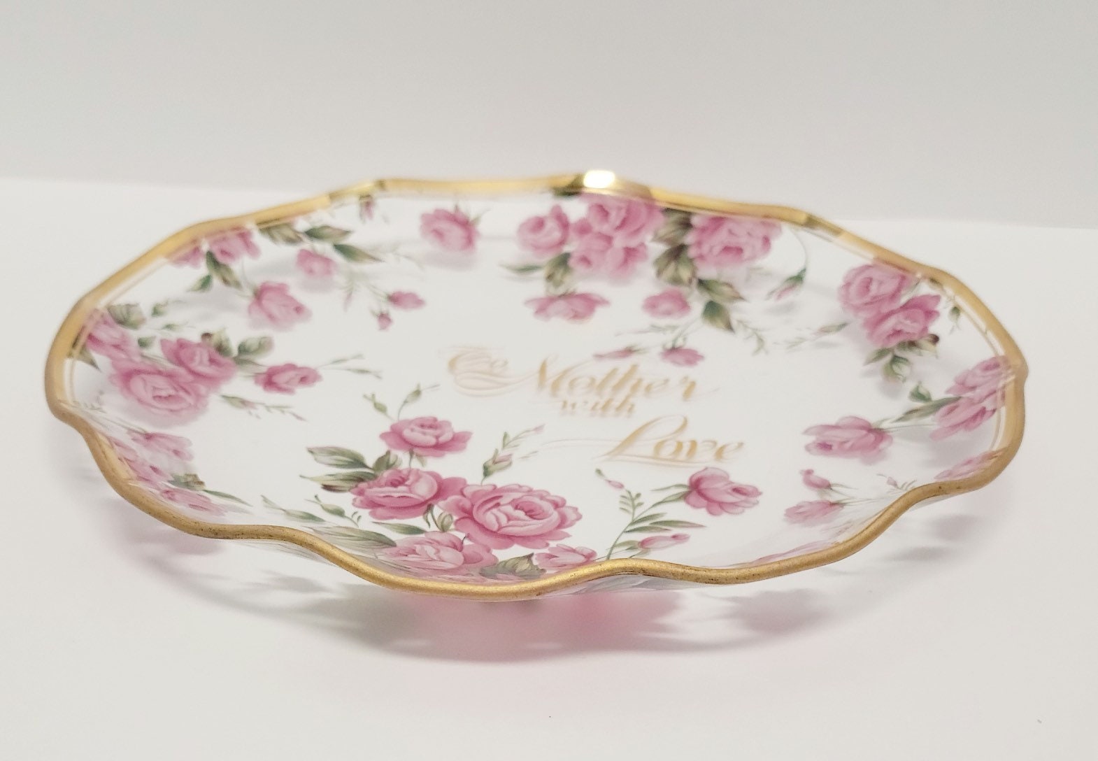 Lefton Roses Vintage Lefton Roses Mother Dish/“to Mother With Love”/ruffle Edge/gold ...