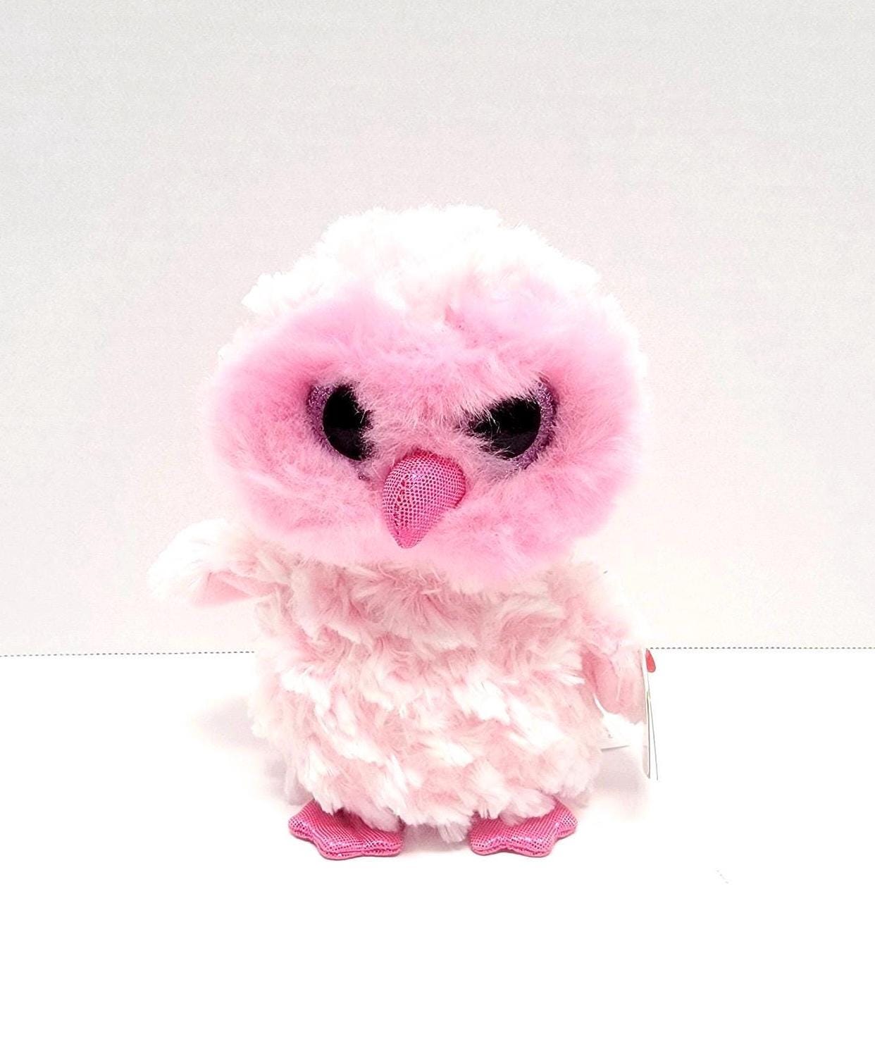 Ty Beanie Boo Twiggy Owl Plush/pink Owl/pink Glitter Eyes, Feet