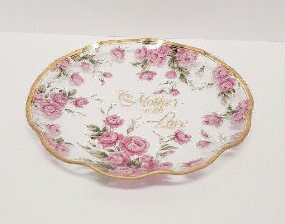 Lefton Roses Vintage Lefton Roses Mother Dish/“to Mother With Love”/ruffle Edge/gold ...