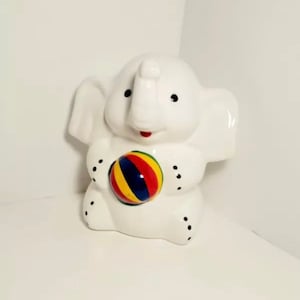 Elephant Beach Ball Coin Bank/Elephant Piggy Bank/Ceramic/Baby Room Decor/Room Decor/Elephant Figurine/Kids Room Decor/Elephant Decor
