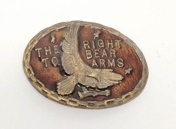 Vintage Eagle Metal Belt Buckle/The Right To Bear… - image 1