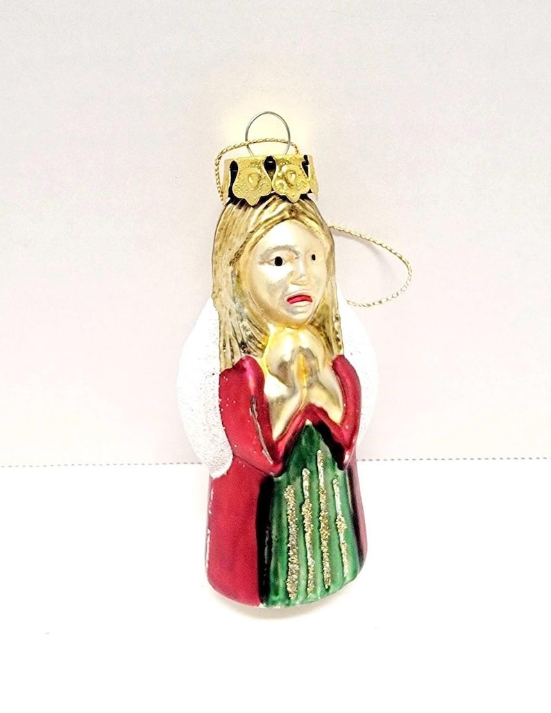 Vintage Mercury Glass Angel Christmas Ornament Red Green Gold White ...