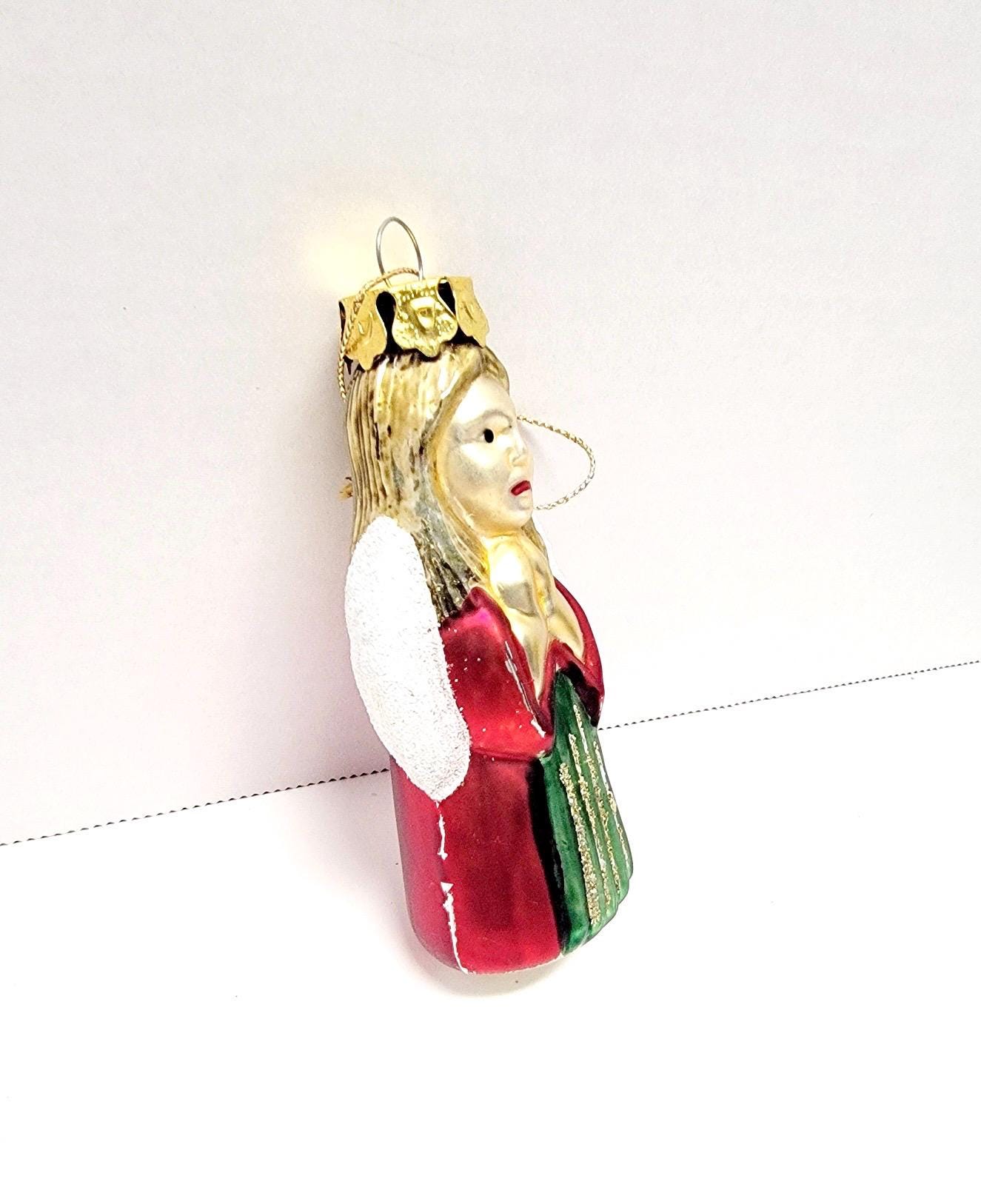 Vintage Mercury Glass Angel Christmas Ornament Red Green Gold White ...