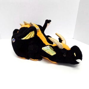 Ganz Webkinz Lava Dragon Plush/Black/Orange/Yellow/Glitter Ears & Wings/Dragon Plush/Dragon Stuffed Animal/Dragon Plushie/12”