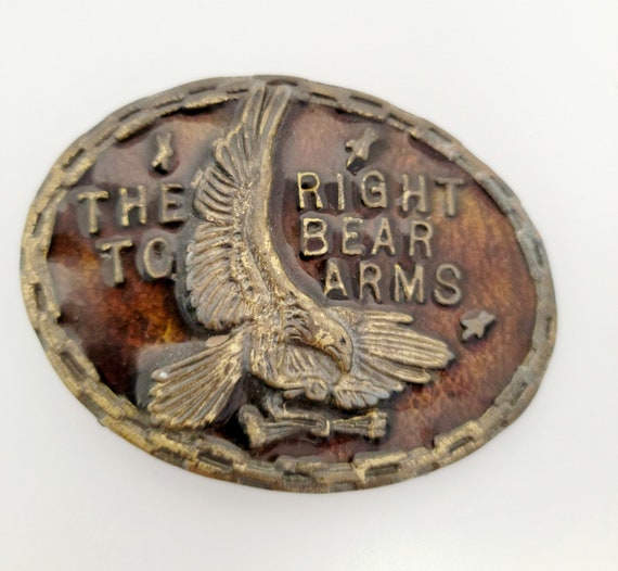 Vintage Eagle Metal Belt Buckle/The Right To Bear… - image 2