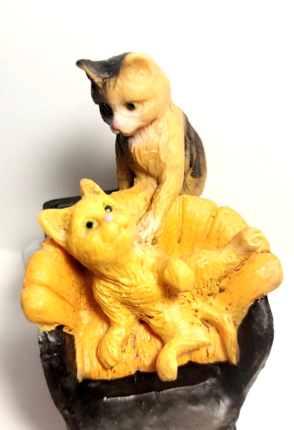 Vintage Car Italy Cats Figurine Italian Automobile NIGRI Yellow