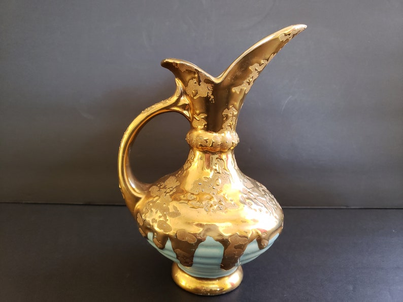 Vintage 22 K Weeping Gold Trim Small Water Vase Etsy