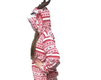 Reindeer Onesie - Costume Pajamas, Anime Cosplay, Adult Outfit, Sleepwear, Gift, Kids, Adult, Men's, Women's, Unisex