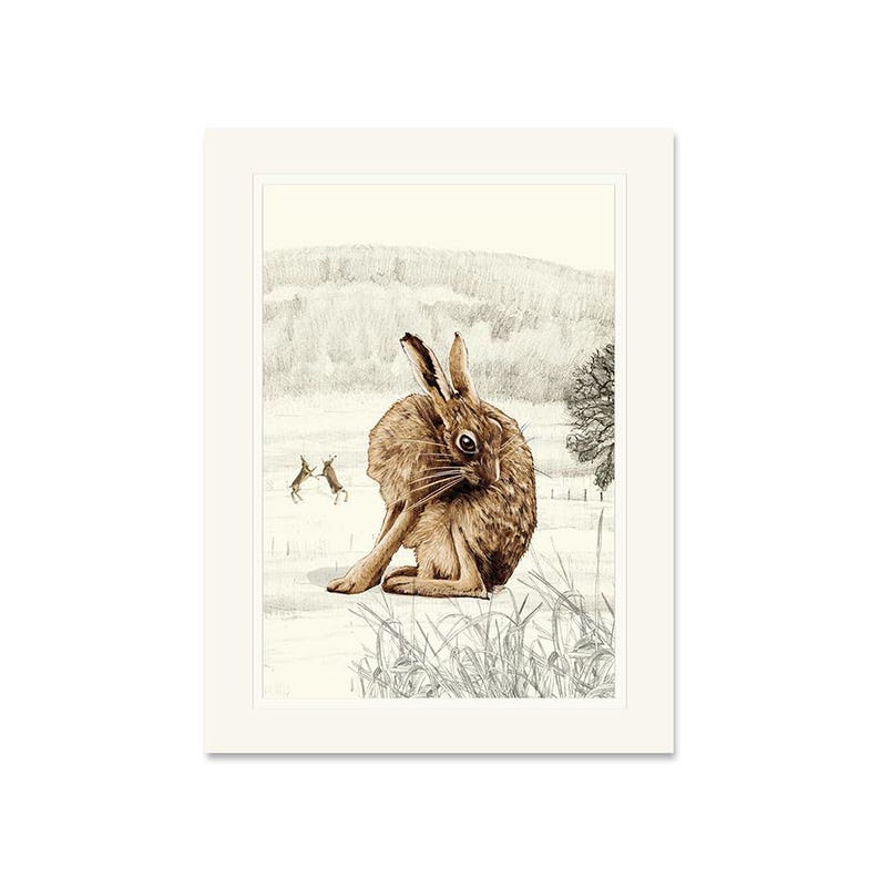 Hare Art Print, Rustic Woodland Wildlife Illustration, Vintage Cottage ...