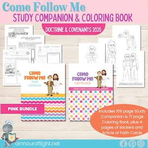 Come Follow Me 2025, Kid's Doctrine and Covenants Bundle, Kids LDS journal, Primary Children Coloring Book, LDS kid's scripture study, pink