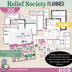 2025 LDS Relief Society Planner, RS Presidency Binder, Relief Society Planning, Editable Newsletters, Ministering Tracker, Canva Template