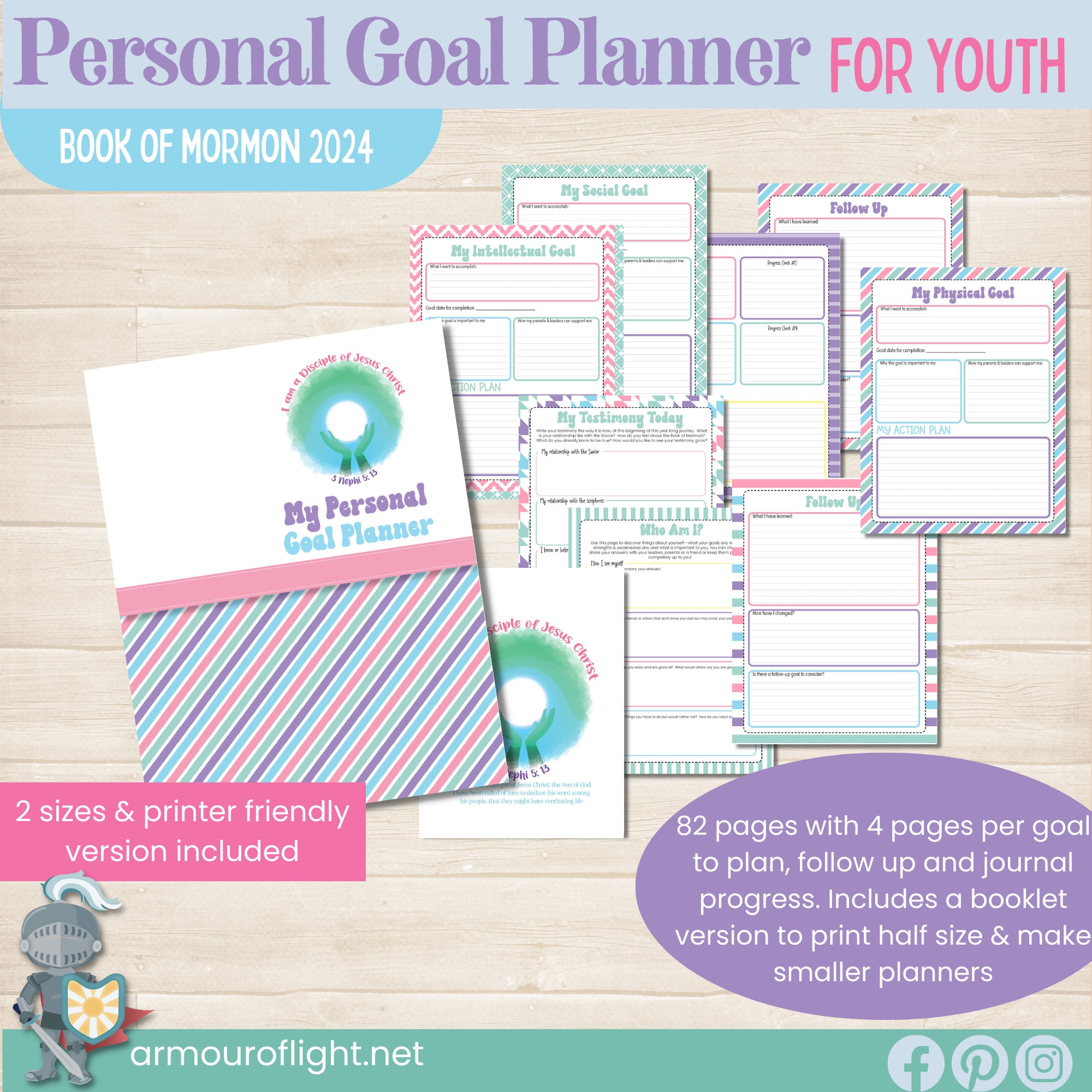 LDS Youth Goal Planner 2024,  Children and Youth Program, Goal Setting Workbook, Young Women Goals Kit, Printable Booklet, Book of Mormon