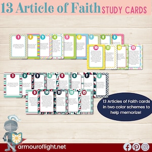 Artículos de Fe SUD, Tarjetas didácticas del Artículo de Fe, Paquete de 13 Artículos de Fe, Tarjetas imprimibles de la Primaria SUD, Juego de correspondencias, Metas juveniles