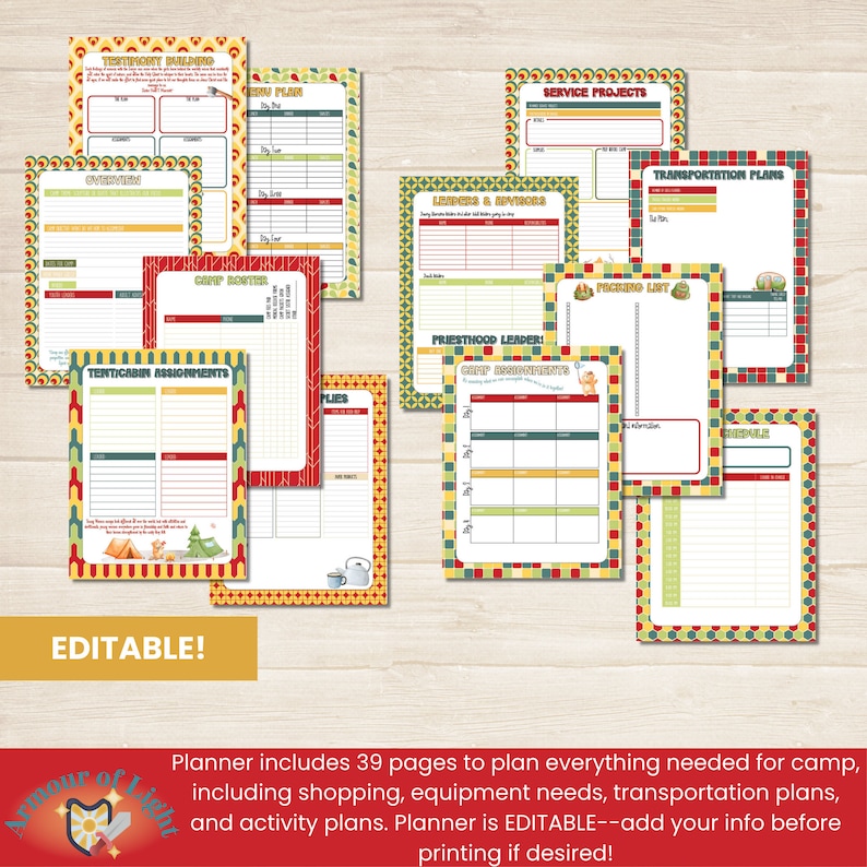 Girl's Camp Planner Bundle, LDS Young Women, Camp Director Planner ...
