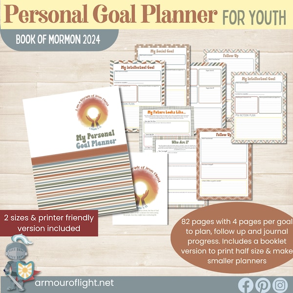 LDS Youth Goal Planner 2024,  Children and Youth Program, Goal Setting Workbook, Young Women Goals Kit, Printable Booklet, Book of Mormon