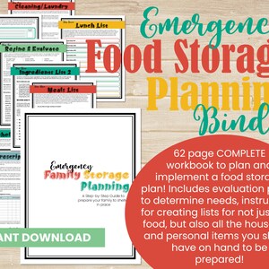 Plan de almacenamiento de alimentos - Carpeta de preparación para emergencias - Preparación para el almacenamiento de alimentos - Preparación para emergencias - Carpeta de preparación - Guía de preparación